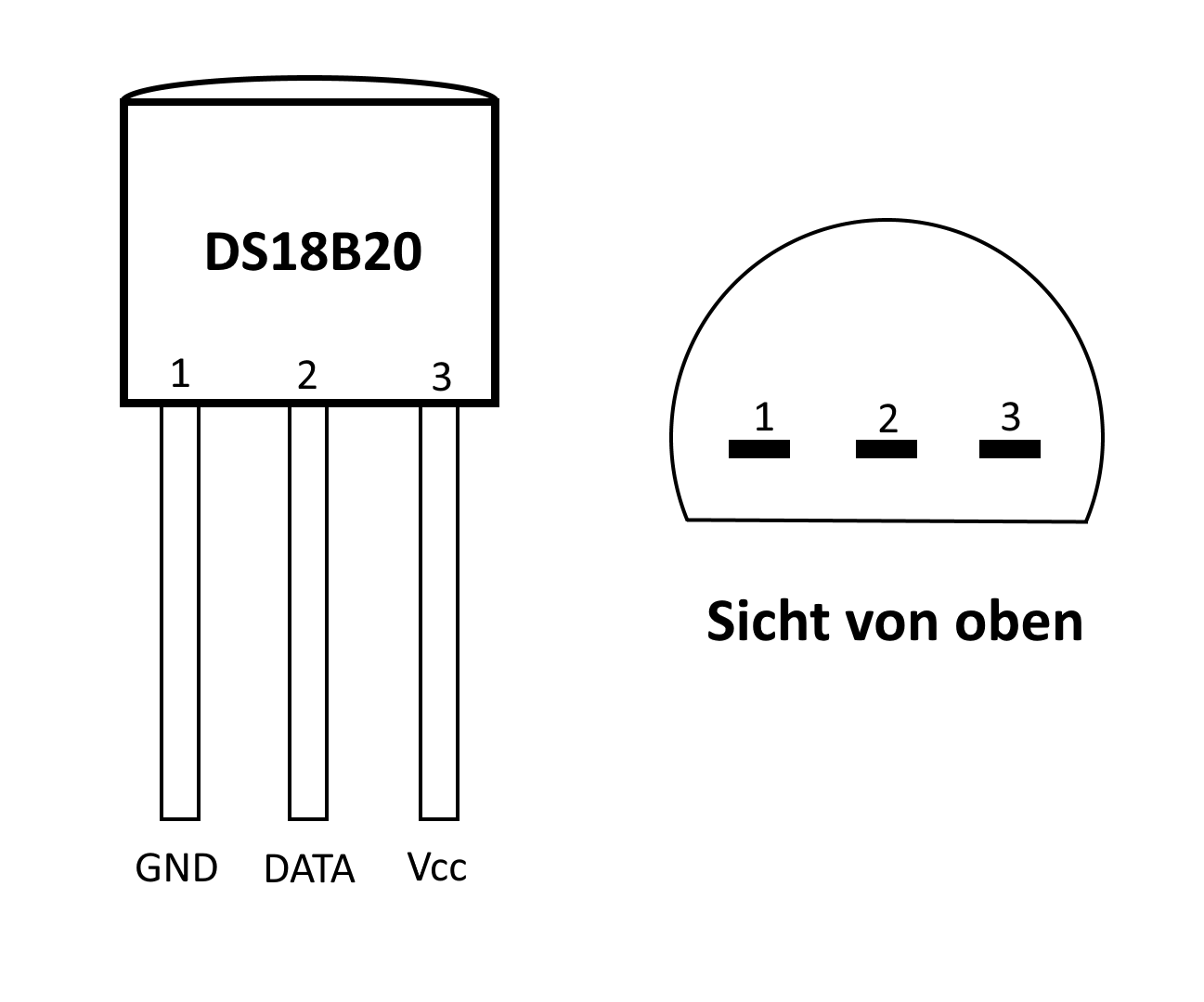 DS18B20 Temperatur Sensor Anschlüsse