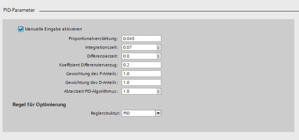 Einstellung der Reglerparameter