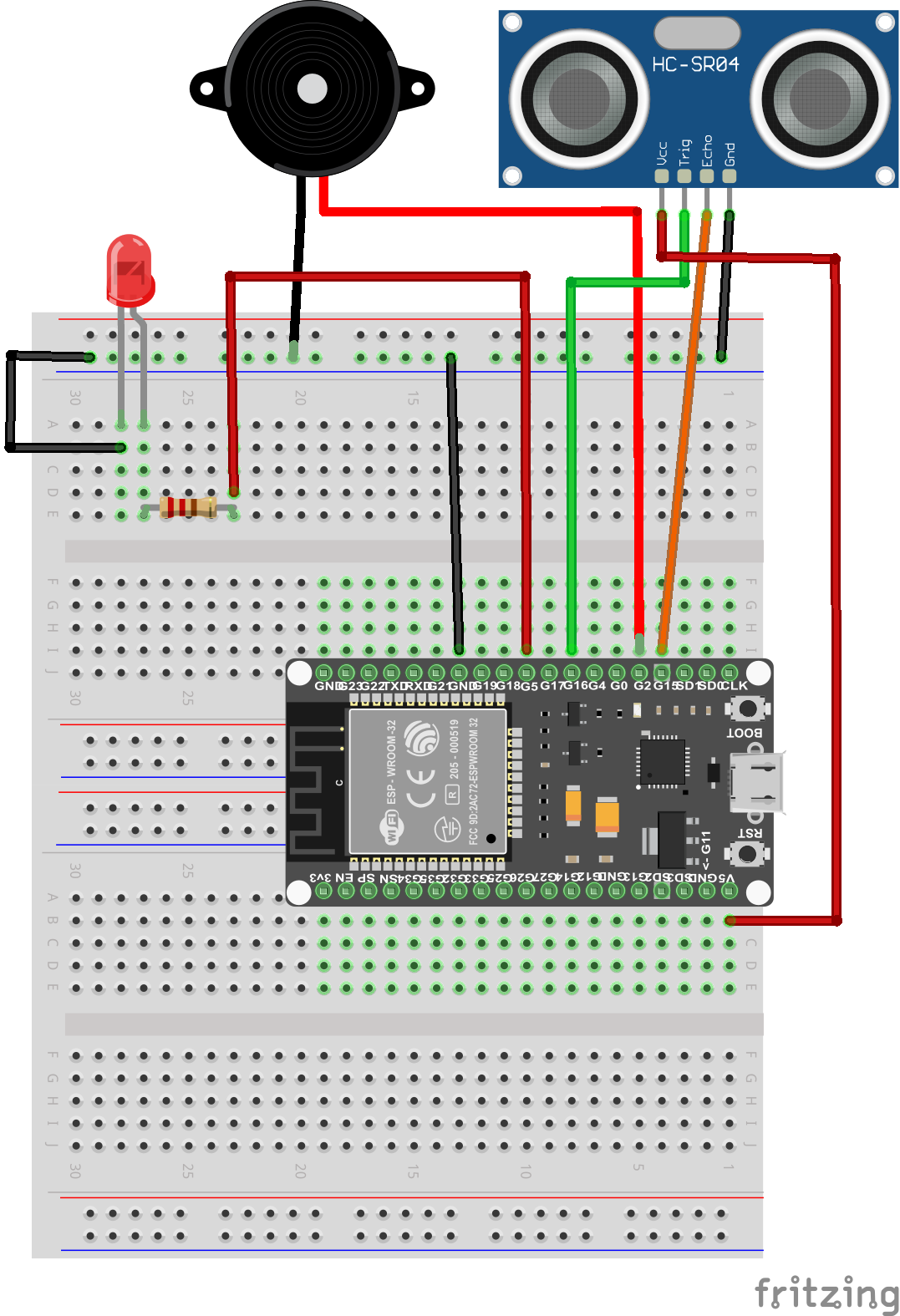 Projekt 3: T1 - Sensors: 2. Verdrahtung der Schaltung und Aufbau