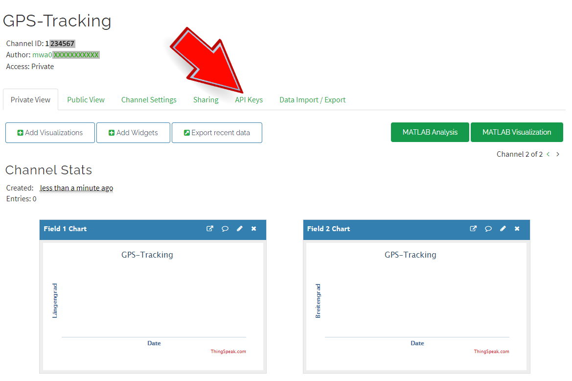 ThingSpeak Channel Übersicht