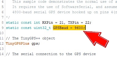 TinyGPS++ Beispiel Baudrate