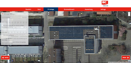 Abbildung 5: Solaranalage gesamte Dachfläche           Quelle: https://stromrechner.ibc-solar.de/