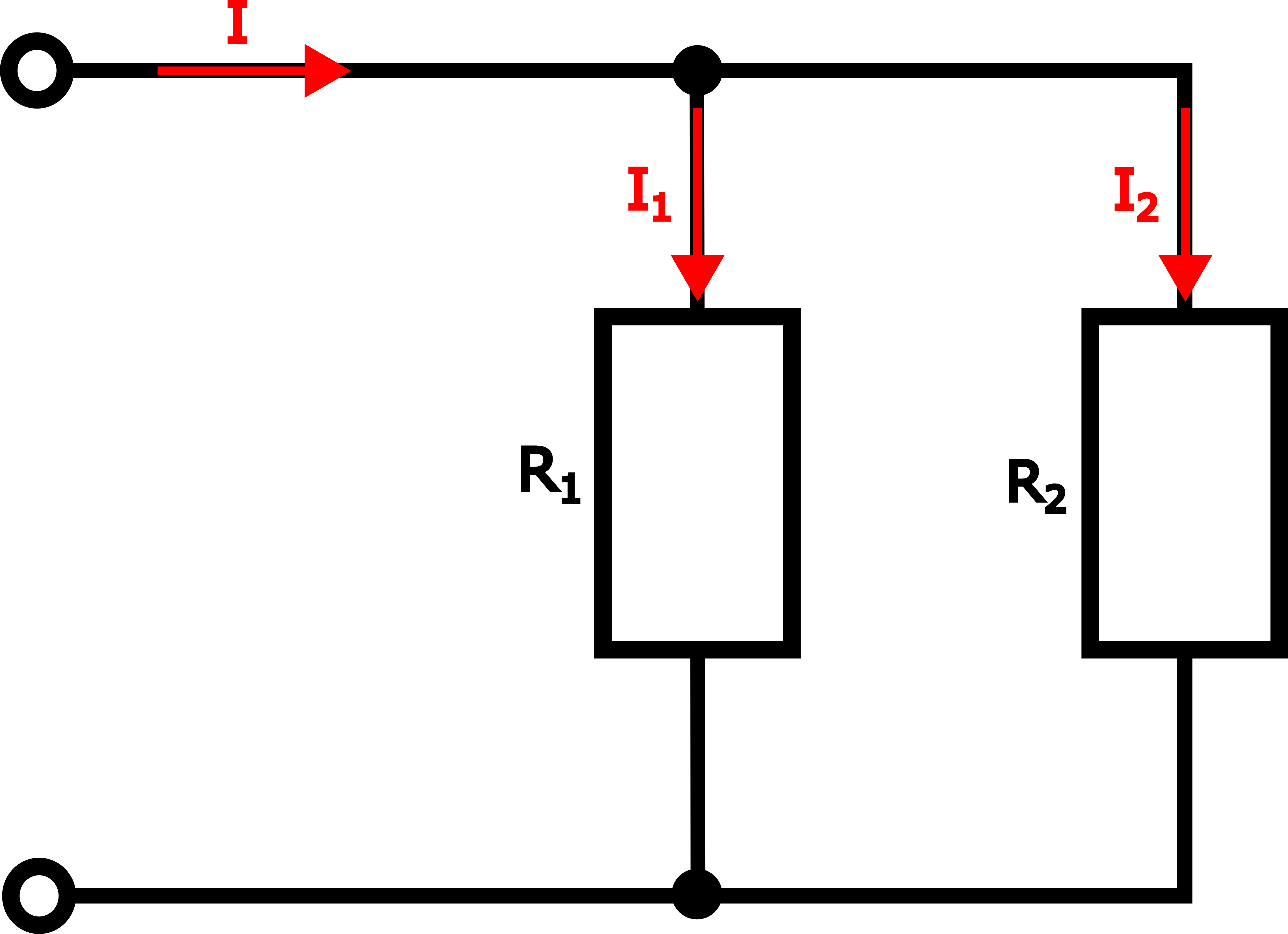 Einfacher Stromteiler mit zwei parallelen Widerständen