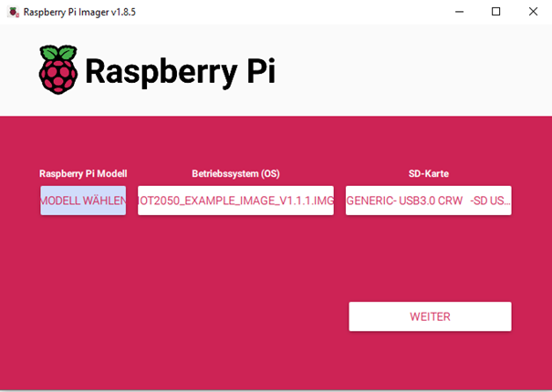 Einstellung des Raspberry Pi Imagers
