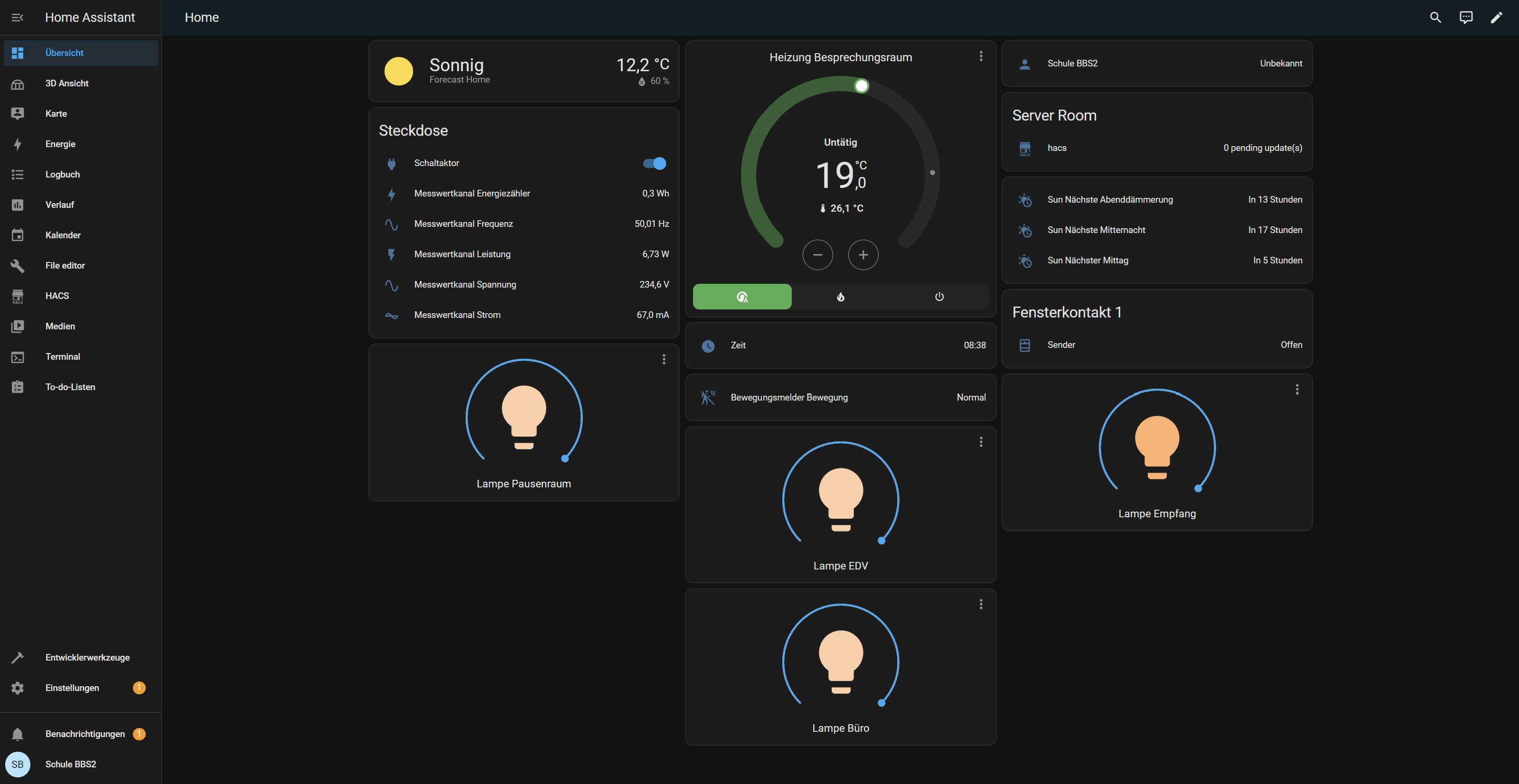 Weboberfläche HomeAssistant 