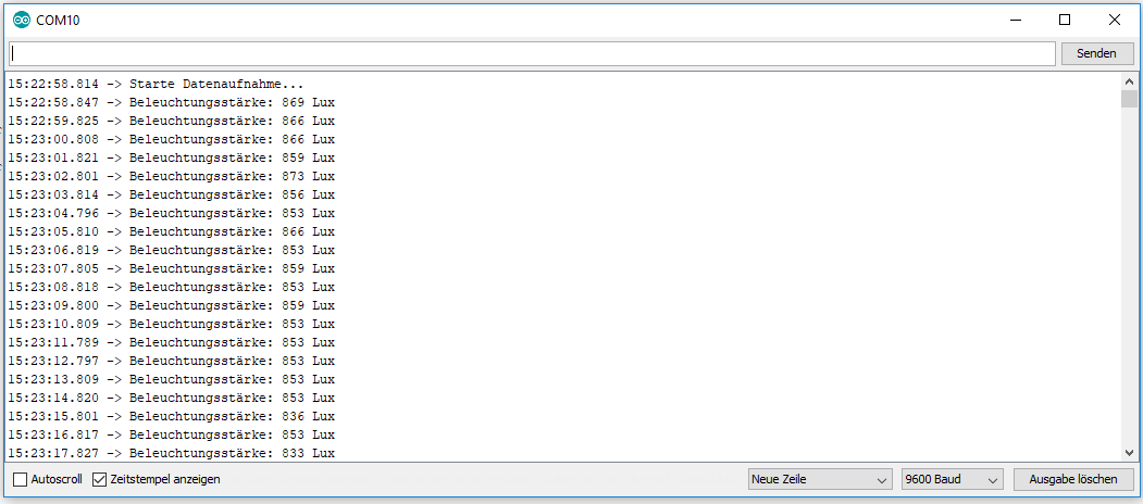 Serieller Monitor Lichtsensor
